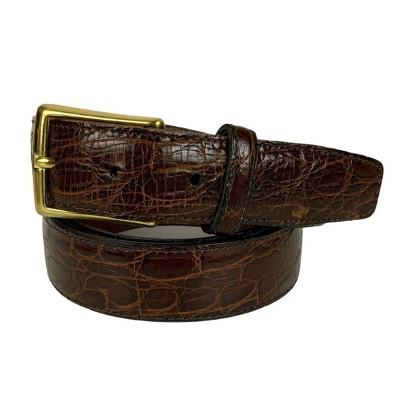 L'Aiglon Mens Crocodile Embossed Leather Dress Belt Size 42/105 Made In USA - Picture 1 of 7